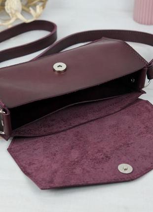 Женская кожаная сумка ромбик, натуральная кожа итальянский краст, цвет бордо6 фото