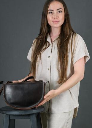 Женская кожаная сумка фуксия, натуральная кожа итальянский краст, цвет коричневый оттенок кофе1 фото