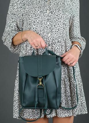Жіночий шкіряний рюкзак київ, розмір міні, натуральна шкіра grand колір зелений