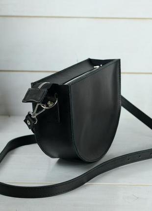 Женская кожаная сумка фуксия, натуральная кожа итальянский краст, цвет черный3 фото