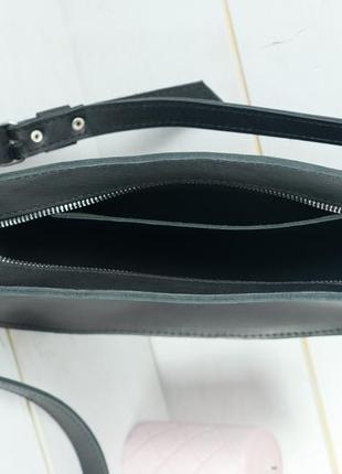 Женская кожаная сумка фуксия, натуральная кожа итальянский краст, цвет черный6 фото