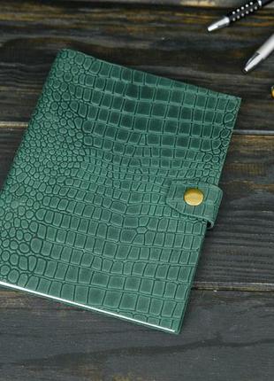 Блокнот в кожаной обложке формата а5, натуральная винтажная кожа, цвет зеленый, оттиск №1
