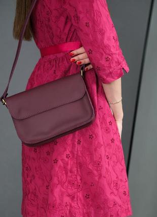 Жіноча шкіряна сумка берті, натуральна шкіра grand, колір бордо2 фото