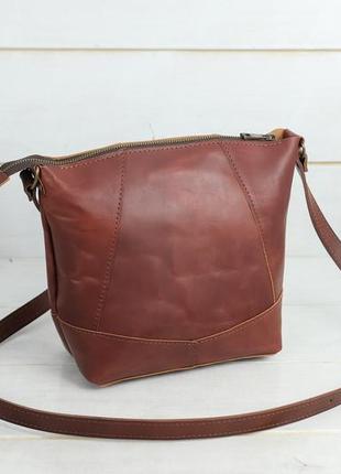 Шоппер діамант, шкіра буйвола, колір коричневий, відтінок вишня