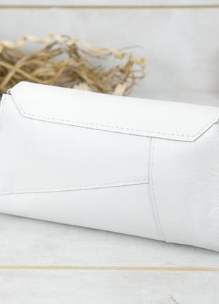Жіноча шкіряна сумка френкі вечірня, натуральна гладка шкіра, колір білий5 фото