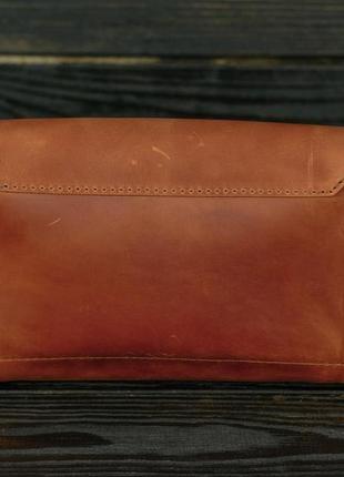 Женская кожаная сумка скарлет, натуральная винтажная кожа, цвет коричневый, оттенок коньяк4 фото
