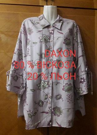 Брендова віскоза + льон якісна вінтажна блуза р.50/ 22 від daxon3 фото