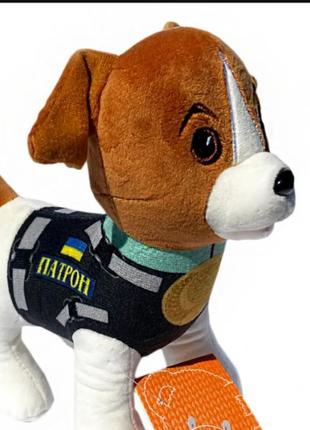 Мягкая игрушка собака патриотическая патрон 25см (3 фото