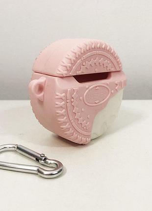 Чехол крутой силиконовый для apple airpods печенье. цвет: розовый