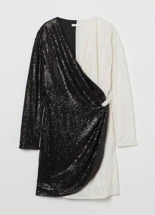 Невероятное черно-белое платье с пайетками ♥️h&m