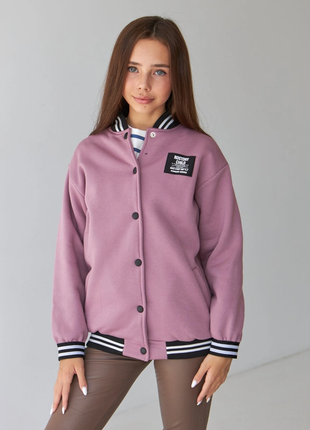 Теплий бомбер на кнопках