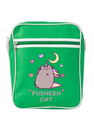 Сумка-мессенджер кот пушин (pusheen cat) 92289-3350-kg зеленый2 фото