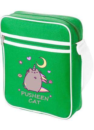 Сумка-мессенджер кот пушин (pusheen cat) 92289-3350-kg зеленый