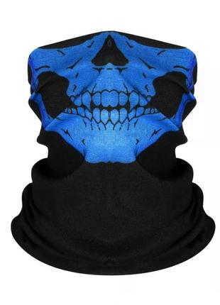 Баф маска череп (челюсть, зуби, балаклава) синя, унісекс wuke one size