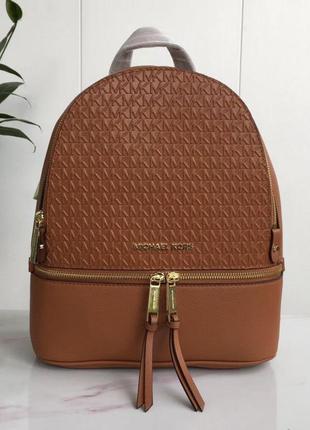 Жіночий шкіряний рюкзак michael kors rhea zip g brown lux