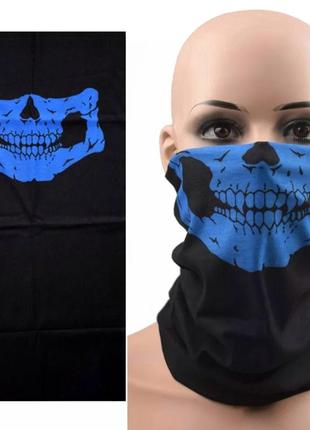 Бафф маска щелепа ( череп, зуби) синя, унісекс wuke one size