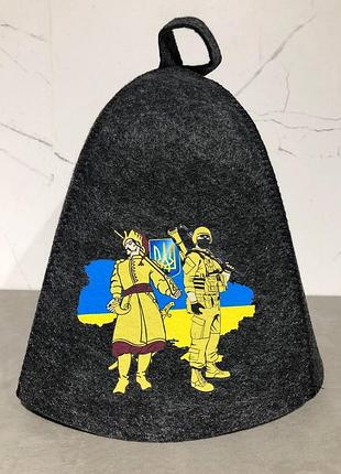 Шапка для лазні та сауни з вологостійкої тканини "українські захисники" з високою термостійкістю