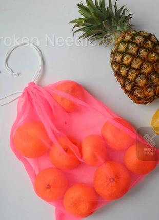 Эко мешок ярко-розовый, эко мешочки для покупок, эко пакет, сеточка для фруктов/овощей/экомешочки1 фото