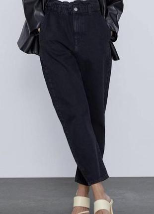Zara серые  джинсы baggy с присобранной талией3 фото