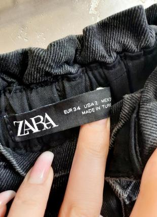 Zara серые  джинсы baggy с присобранной талией10 фото