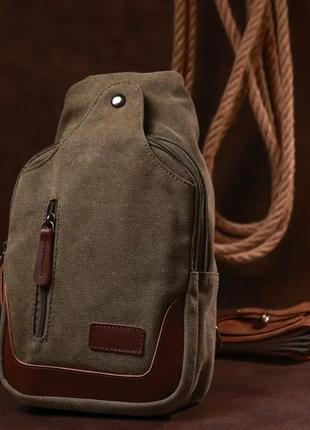 Чоловіча сумка текстильна через плече зелений