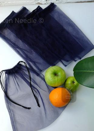 Эко мешочек темно-синий, эко торбочка для фруктов/овощей, еко мішечки для закупів, шоппер