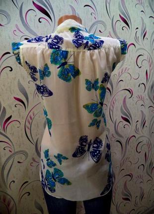 Шифонова грайлива блузочка вільного крою принт метелики4 фото
