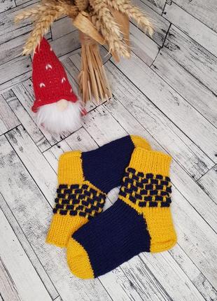 Новогодние детские носки теплые шерстяные вязаные на подарок 2 года handmade