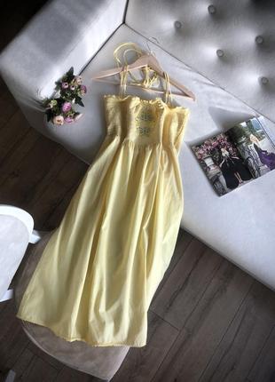 Бавовняне жовте плаття