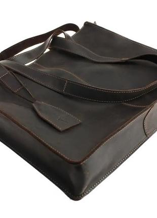 Шкіряна жіноча велика сумка-шопер, шопер із натуральної шкіри коричнева4 фото