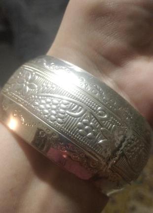 Красивый серебрянный браслет ширина 3,5см avon на узкую руку8 фото