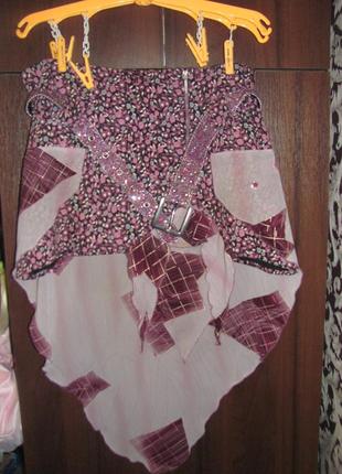 Эксклюзивная юбка с шифоновым шлейфом3 фото
