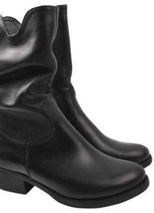 Ботинки женские из натуральной кожи,высокие,на низком каблуке,черные,украина savio