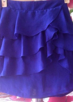 Актуальная мини шифоновая трёхъярусная юбка