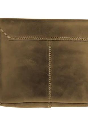 Женская маленькая кожаная сумка клатч кросс-боди через плечо из натуральной кожи оливковая2 фото