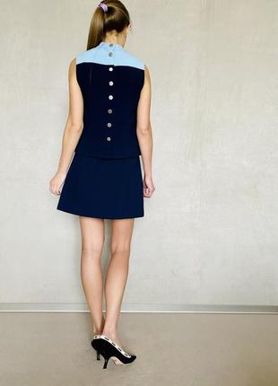 Костюм жіночий синій літній молодіжний блузон і спідниця міні3 фото