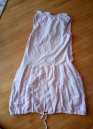 Легке льон/бавовна/трикотаж плаття ітплія пудрового кольору 38-40р.3 фото