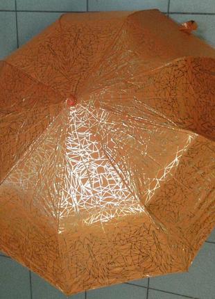 Зонт напіватомат парасолька з золотим узором.2 фото
