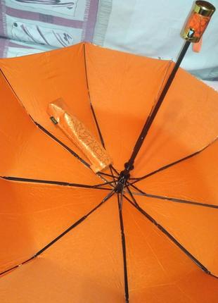 Зонт напіватомат парасолька з золотим узором.3 фото