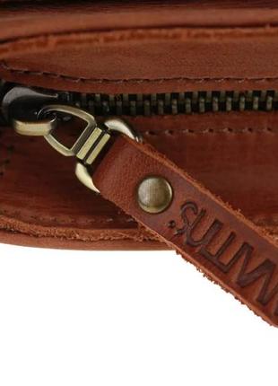 Женская маленькая кожаная сумка клатч кросс-боди через плечо из натуральной кожи светло-коричневая8 фото