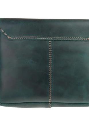 Женская маленькая кожаная сумка клатч кросс-боди через плечо из натуральной кожи зеленая4 фото