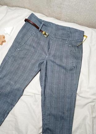 Крутые женские брюки скинные в клетку по фигуре облегающие шикарные брюки чиносы джинсы5 фото