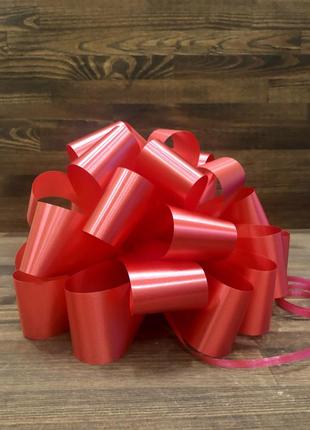 Бант подарунковий пишний червоний (діаметр 25 см) на клейовій основі