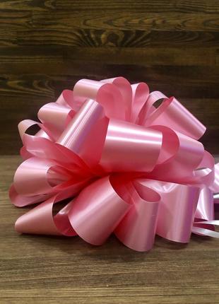 Бант подарунковий пишний рожевий (діаметр 25 см) на клейовій основі