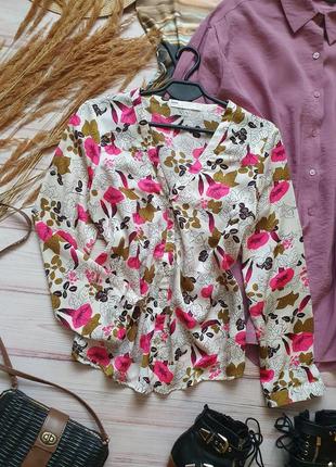 Цветочная сатиновая блуза рубашка с цветами9 фото