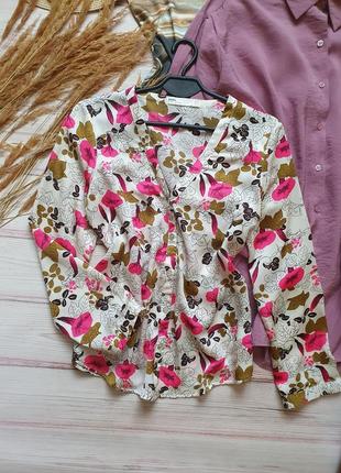 Цветочная сатиновая блуза рубашка с цветами8 фото