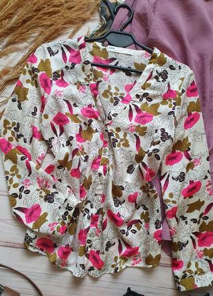 Цветочная сатиновая блуза рубашка с цветами10 фото