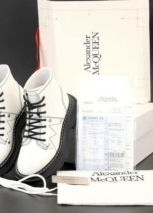 Женские ботинки alexander mcqueen tread hybrid boots white black 36-37-38-39-40-41