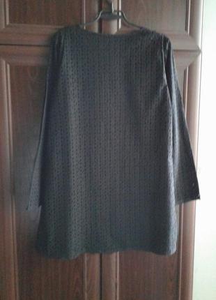 Брендовое черное хлопковое платье из ткани ришелье с длинным рукавом by very батал2 фото