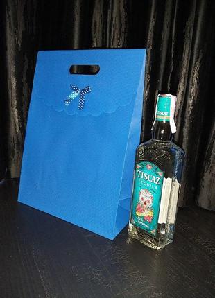 Подарочный пластиковый пакет на липучке с атласным батиком  38х28см и 16х12см